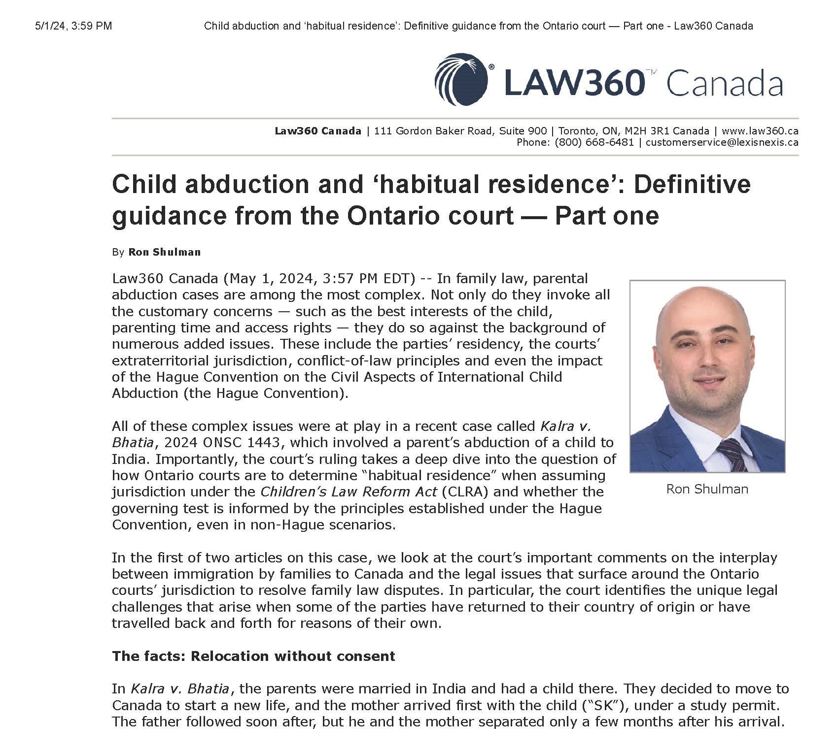 Child Abduction & Habitual Residence