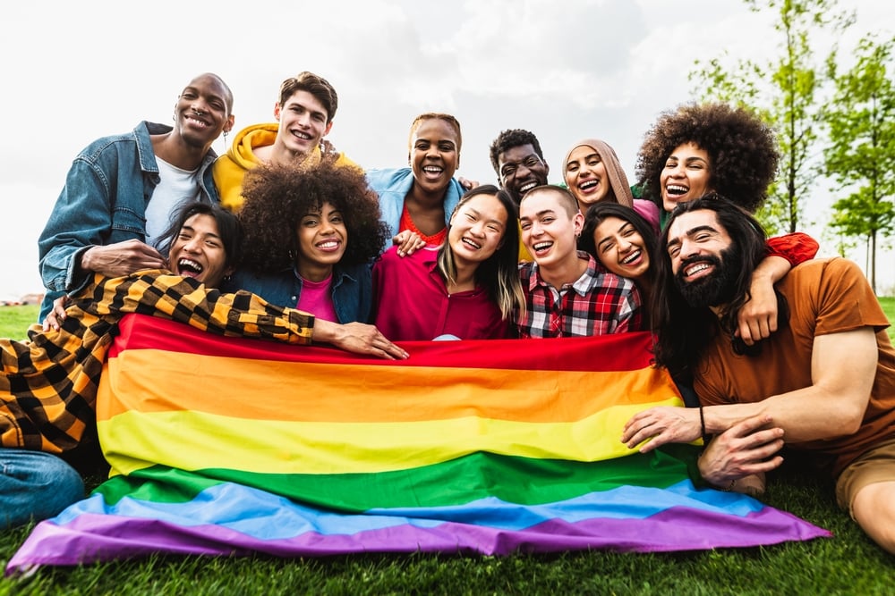 LGBTQ+ Community with pride flag