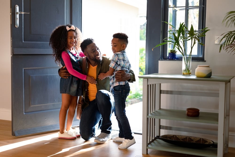 Father visiting two children