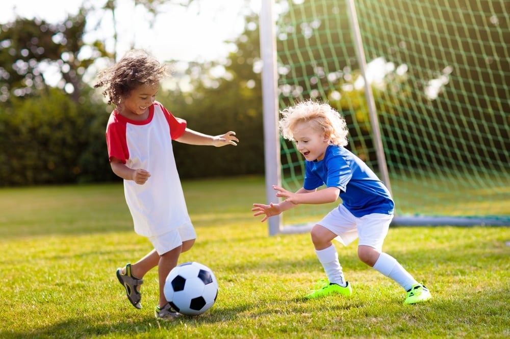 Kids playing soccer