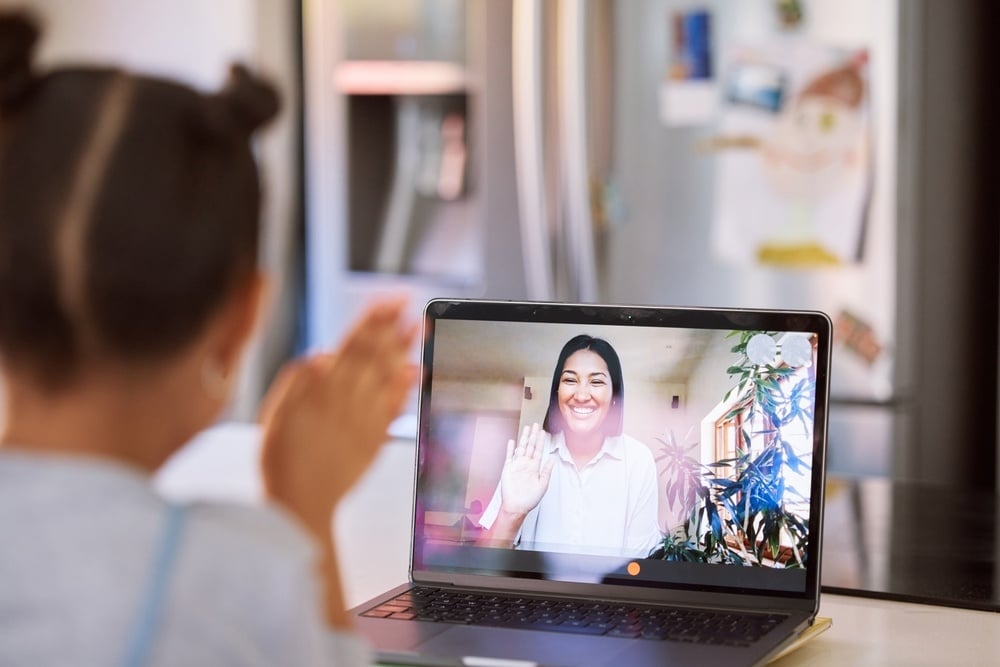 Mom on video call with daughter